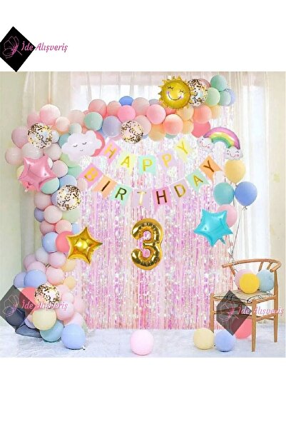 Bkmc Set de decorațiuni pentru petrecerea de aniversare - Tema cerului și nor...