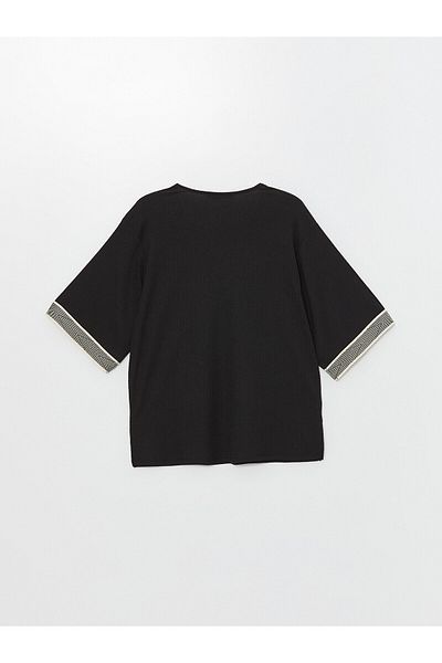 LC Waikiki Γυναικεία μπλούζα με ρίγες V-Neck Λεπτομερής Oversize - LCWAIKIKI Classic