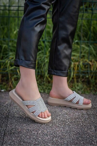 Ayakcenter 3066-5 Moonlight Stone Women's Daily Flat Slippers