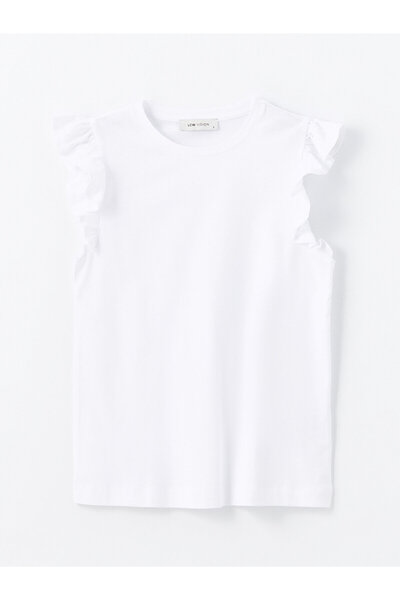 LC Waikiki Damen T-Shirt - Rundhalsausschnitt, einfarbiger Schnitt, kurze Ärmel