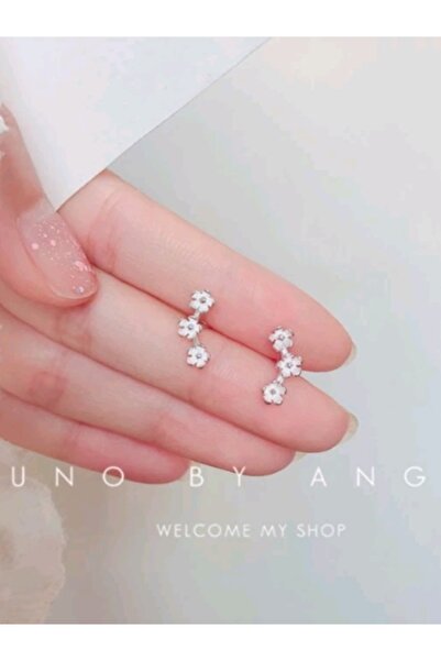 Shisa Jewel Minimal 925 ayar gümüş sevimli tatlı küçük çiçek  küpe kız ve kadınlar için  Alerjik değil.(119)