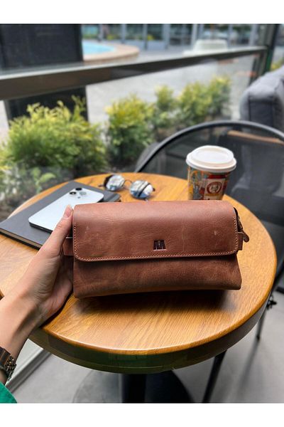 MFT Leather Design Τσάντα Unisex από ΓΝΗΣΙΟ Δέρμα - Μαύρισμα (9874)