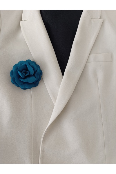 MutluBiDünya Vintage Petrol Yeşili Renk Saten Gül Broş Yaka İğnesi