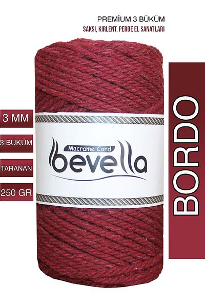 Bevella Macrame Cord Premium 3 mm Macrame Thread - 250 Gr Twisted Cotton