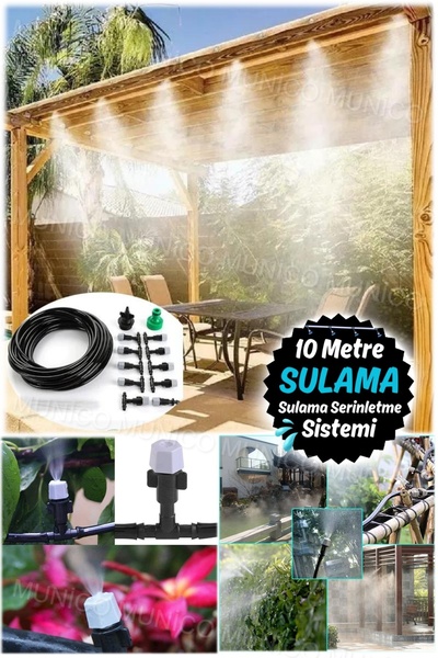 Munico Sulama 10 Metre 10 Yağmurlama DIY Su Püskürtücü Misting Sis Soğutma Me...