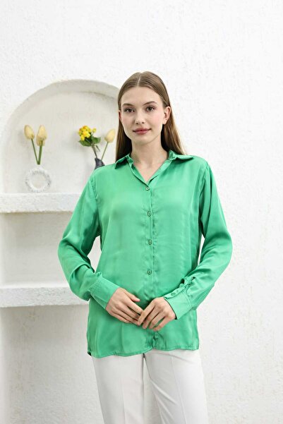 SHİROSA Cămașă de damă din satin ușor - design drapat