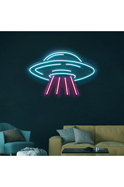 cnckoleksiyon Ufo Neon Tabela - Led Dekoratif Duvar Aydınlatması - 5mm Şeffaf...
