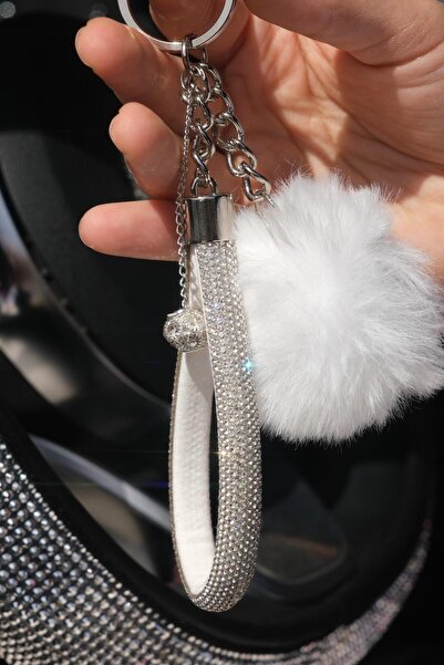 TASARIM ARABAM ATİKE ELİF AKIN Silver Angel Keychain - Ball with Tiny Pompom ...