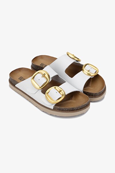 Valmenti Asix White Genuine Leather Women's Slippers