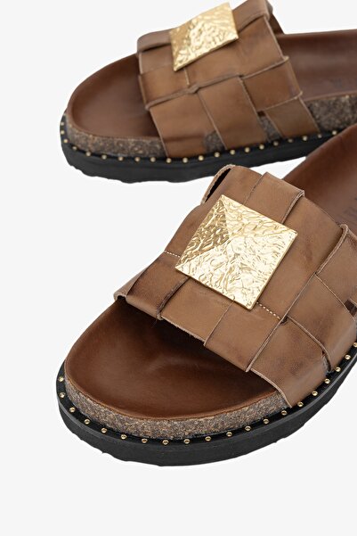 Valmenti Lucia Γυναικείες - Παντόφλες από γνήσιο δέρμα Tan