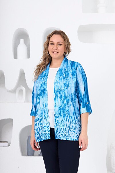 RMG Large Size Indigo Jacket - Patterned with Sleeve Detail and Pockets