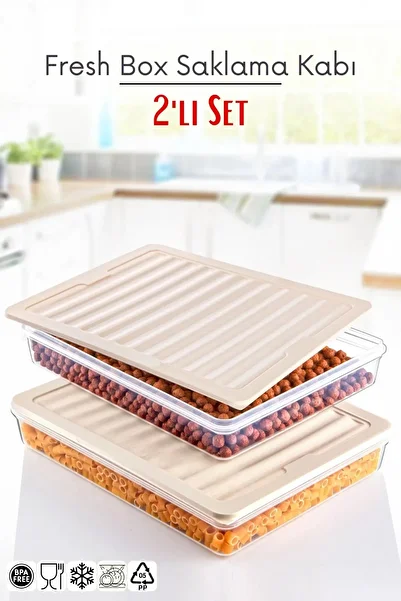 Open Home Concept Freshbox Set of 2 - Cream Storage Container Suitable for Microwave and Diffraction