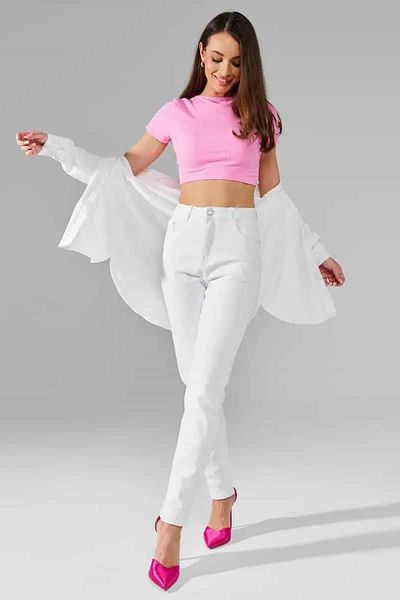 Neşeli Butik White Ankle Length Women's Jeans NBR005 - Summer Design