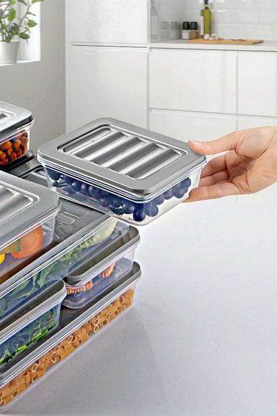 Open Home Concept Freshbox Set of 6 - Suitable for Microwave and Diffraction, 0.6 Lt Gray Storage Container