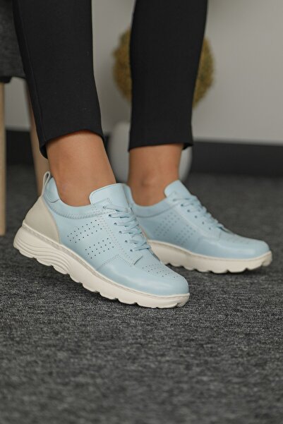 Cooliza Hakiki Deri Renkli Bağcıklı Günlük Rahat Kadın Yürüyüş Spor Ayakkabı