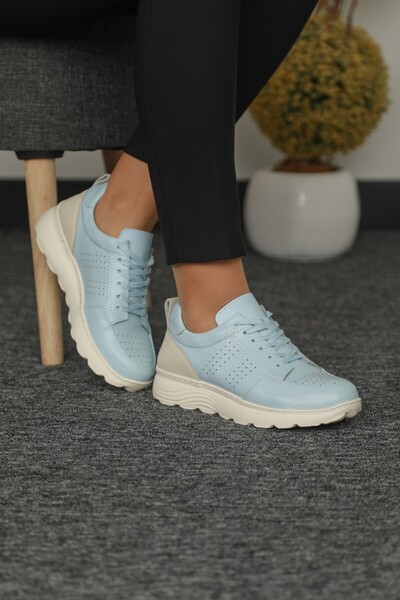 Cooliza Hakiki Deri Renkli Bağcıklı Günlük Rahat Kadın Yürüyüş Spor Ayakkabı