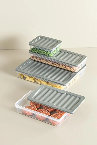 Open Home Concept Freshbox Set of 6 - Suitable for Microwave and Diffraction, 0.6 Lt Gray Storage Container