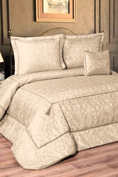 Çt Çeyizci Tekstil Çift Kişilik Yatak Örtüsü 3 Parça Yatak Örtüsü Ağır Dantel Çeyizlik Yatak Örtüsü - Bedspread