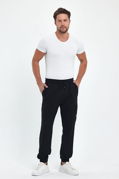 LİVE SPORT Ανδρικό μαύρο παντελόνι Cargo Pocket με 2 κλωστές