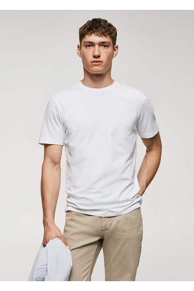 MANGO Man Βαμβακερό Stretch T-Shirt