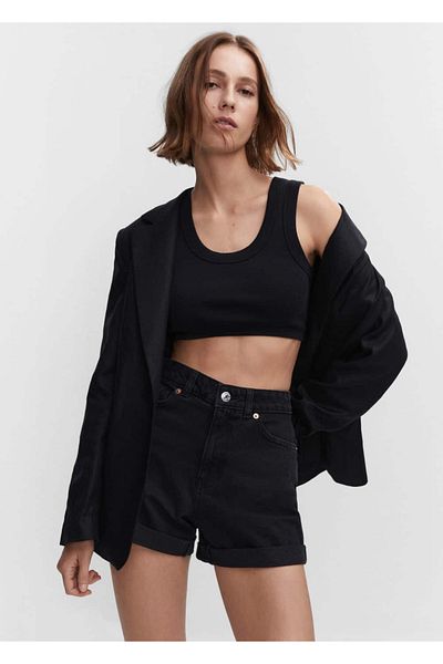 MANGO Woman Pantaloni scurți din denim mom-fit
