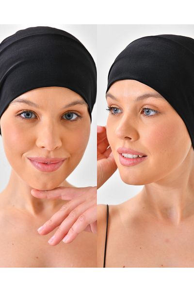mirach 2 Pack Black Swimmer - Pool & Sea Bonnet Set, Ευέλικτη και απαλή λύκρα