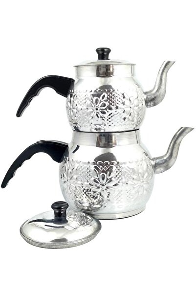 Tiesa Home Alüminyum Desenli Küre Çaydanlık Siyah Kulp Mini