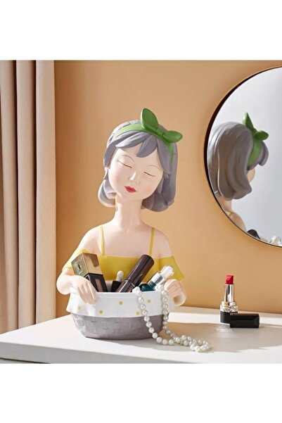 HAND DEKOR Sepet Tutan Kız Heykel Sunumluk