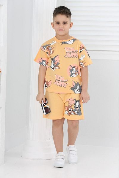 BUUFUU unisex tom&jery printed short-sleeved shorts two-piece set
