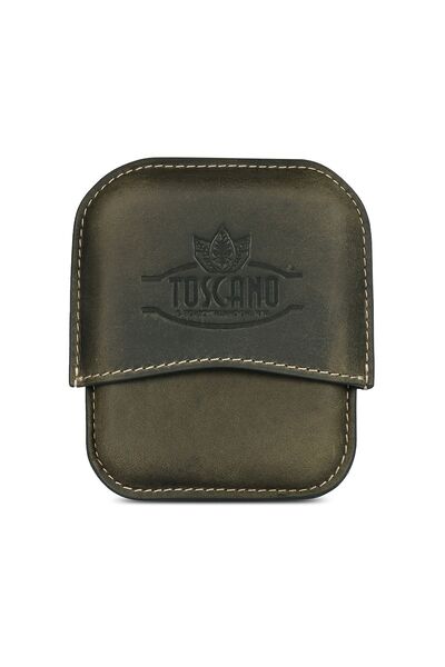 LONDO Hakiki Deri Hava Ve Aroma Sızdırmaz Toscano Toscanello Puro Kılıfı - Oliv