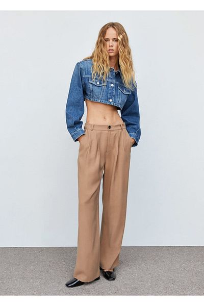 MANGO Woman Wide Leg Collar Trousers