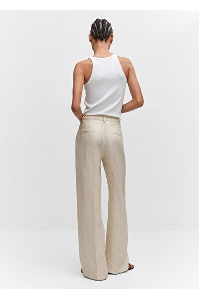 MANGO Woman Straight cut linen trousers