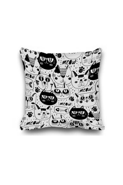 Tropikhome Ev Dekorasyon Kırlent Kılıfları 40x40 Cm Siyah Kedi Desen