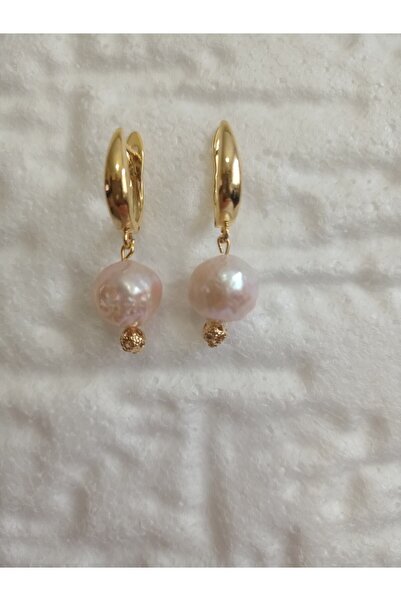 Mudita Tasarım 10 Mm Gerçek Doğal Barok Inci Küpe ( Barok Inci Tek Halde 1 gr )