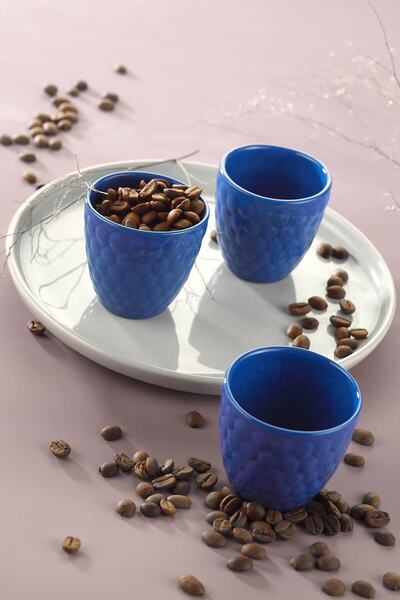 Kütahya Porselen طقم قهوة فافو 3 قطع باللون الأزرق الداكن