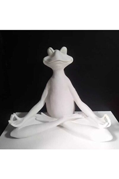 HAND DEKOR Dekoratif Büyük Boy Yoga Yapan Kurbağa Heykel (ham Boyasız)