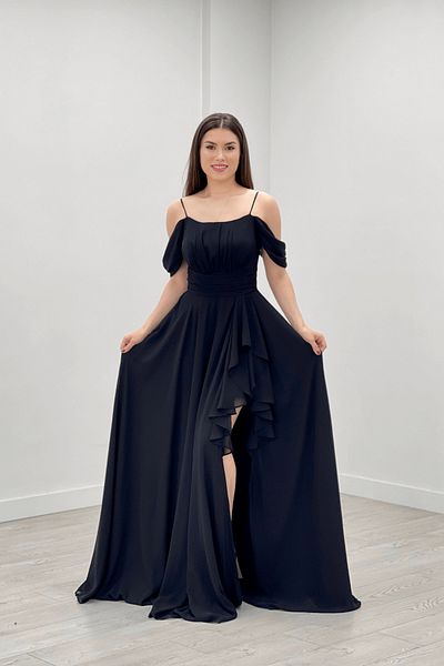 giyimmasalı Chiffon Polka Dot Dress - Black