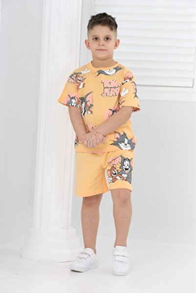 BUUFUU unisex tom&jery printed short-sleeved shorts two-piece set