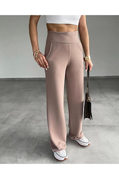 Sapha Kadın Camel Korsaj Kemer Palazzo Pantolon