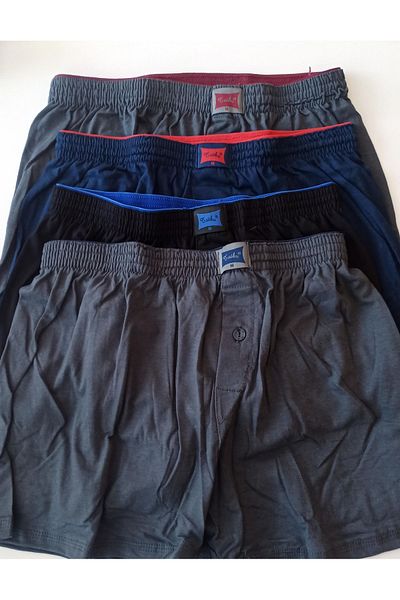 Tutku Men's Buttoned Combed Cotton Boxers - Set of 4