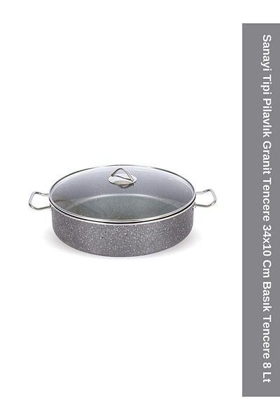Viyalente Industrial Type Granite Rice Pot 34x10 Cm Flat Pot 8 Lt