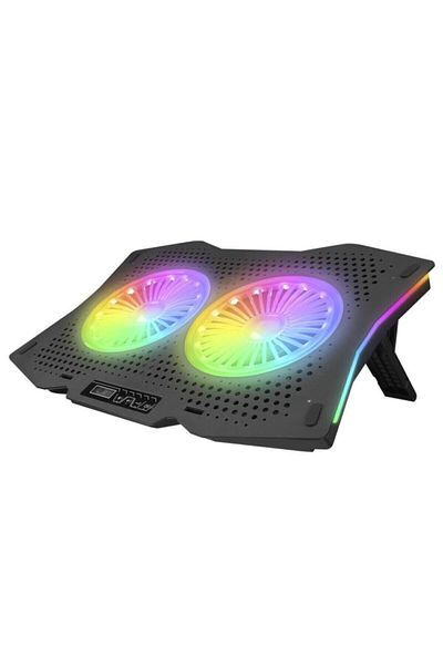 Rampage Ad-rc9 Tornado RGB iluminat cu ventilator 2x115mm 10-18 Cooler pentru notebook Radiator pentru laptop Panou LCD