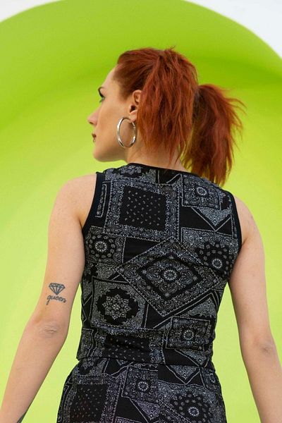 Mood Lab Women's Patterned Crop Tank Top