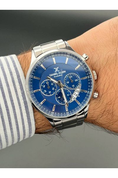 Daniel Klein Exclusive Men's Wristwatch Silver Navy 3 Atm Waterproof