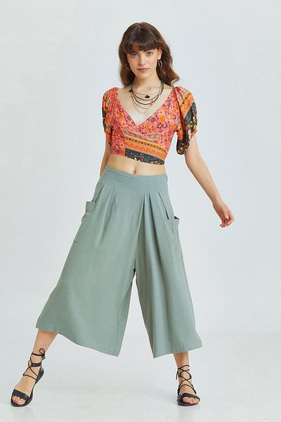 Clandestino Çağla - Authentic Cropped Pants, Wide Leg