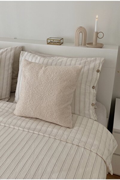 bohemoon كيس وسادة تيدي مربع كريمي 45x45