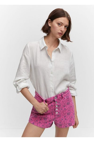 MANGO Woman Patterned denim shorts