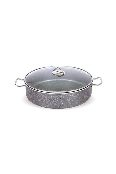 Viyalente Industrial Type Granite Rice Pot 34x10 Cm Flat Pot 8 Lt