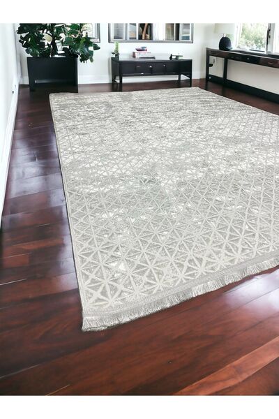 PeriDekor Saten Bambu Ekru Yıkanabilir Halı Yolluk Dokuma Özel Kaymaz Taban