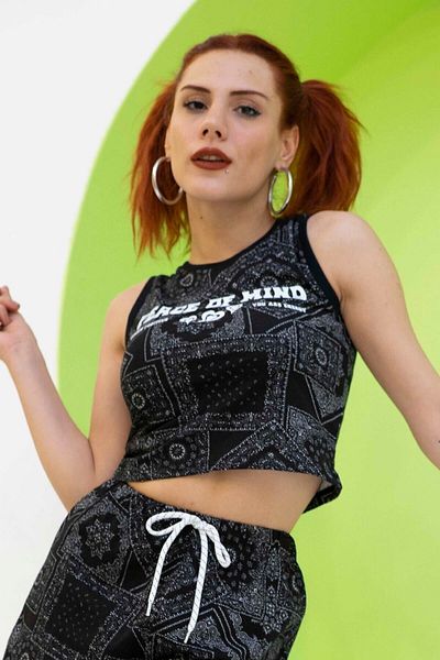 Mood Lab Women's Patterned Crop Tank Top